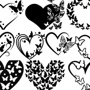 Butterfly Heart تصميمات عدد 25 قلب شكل الفراشة